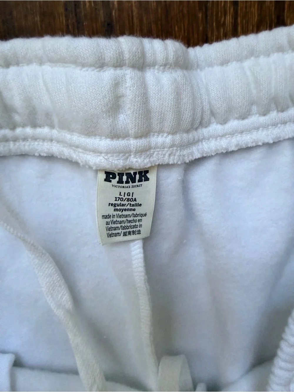 PINK Victoria's Secret White Fleece Joggers with Drawstring